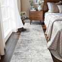 HY HAOYUNLAI Abstract 2x8 Runner: Washable Non-Slip 8ft Hallway Carpet Stain-Resistant Laundry Room Kitchen Area Rug Throw Entryway Foyer Mat Soft Living Room Bedroom Beside Runner Rug(2x8,Light/Grey)