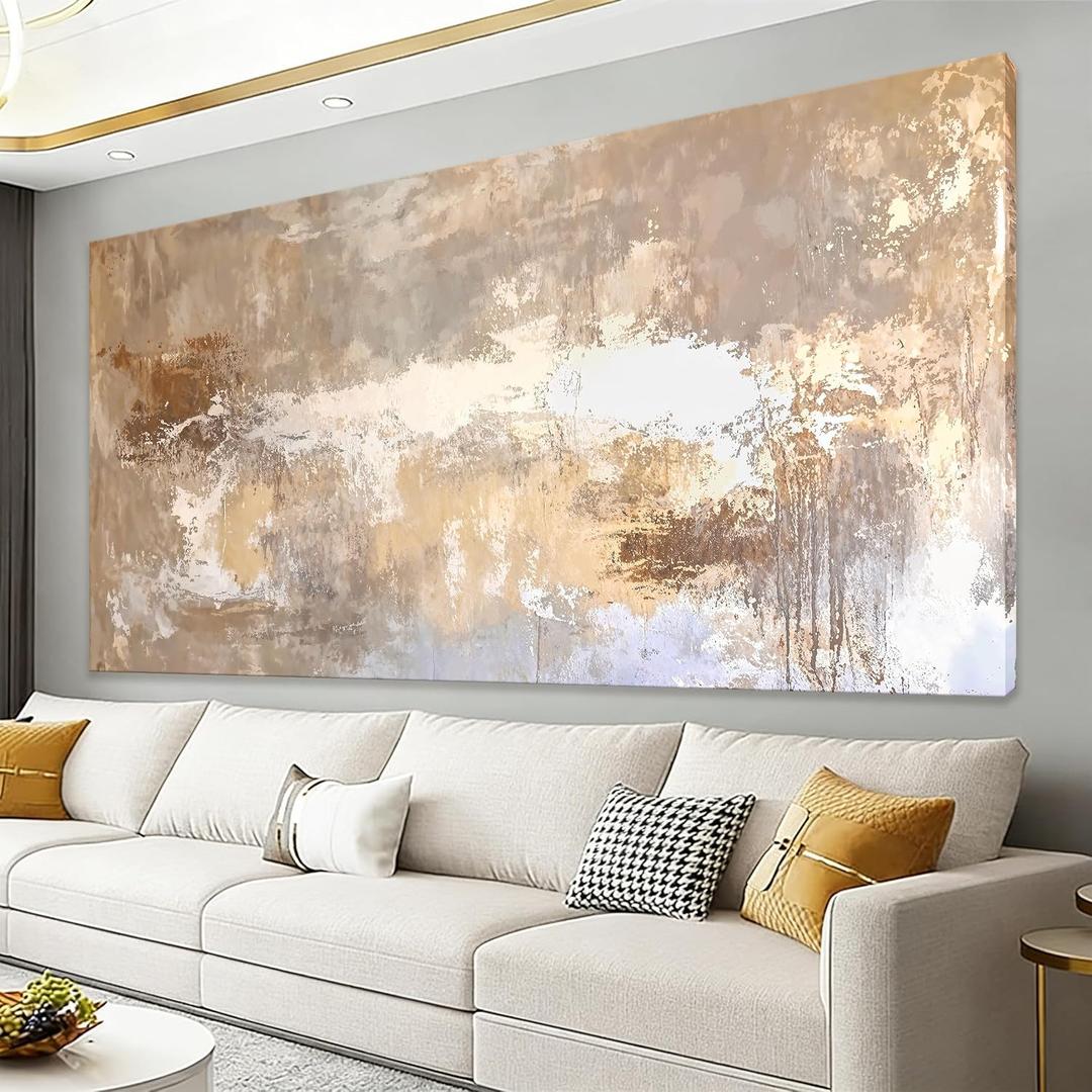 I@U Brown White Large Wall Art Decor Modern Abstract Wall Art Living Room Pictures Wall Decor For Bedroom Office Kitchen Dining Room Canvas Print Large Artwork For Walls 29x58 Inch