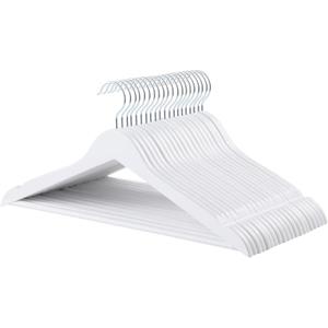 Amazon Basics Durable Wooden Suit Clothes Hangers, White, 20-Pack