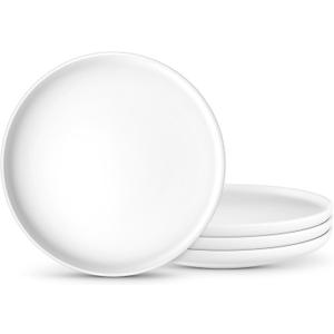 Ceramic Dinner Plates Set of 4,8 Inch Matte Plates Set for Kitchen,Dessert,Salad,Appetizer, Small Dinner Plates, Microwave & Dishwasher Safe,White Classic Dinnerware Dishes Set