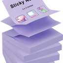 ZCZN 400 Sheets Pop-up Sticky Notes, 3 x 3 Inches, 4 Pads Bright Color Self-Stick Notes, 100 Sheets/Pad, Light Purple
