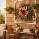 Spring Wreaths for Front Door Outside 24-26in Spring Summer Wreath with Peony Rose Sunflower, Daffodil 22 Kinds Greenery, Indoor Outdoor Vibrant Hanging Season Decor for Wall Porch