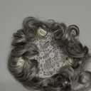 ICRAB 9" Natural Fluffy Human Hair Topper Short Curly Topper Pieces Clip in Human Hair Wig Grey Wavy Hair Wiglets for Women with Thinning Hair (9" No Part)