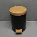 ODJSY Small Bathroom Trash Can with Natural Bamboo Lid Soft Close，3 Liter / 0.8 GallonStainless Steel Garbage Can with Removable Inner Bucket andStep Pedal（Black）