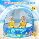 Baby Pool with Canopy Foldable Kiddie Pool with Sun Shade Pools for Toddlers Baby Beach Essentials Pop Up Tent Swimming Wading Pools Portable Summer Water Play for Indoor Outdoor Beach Backyards