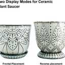 Gepege 6 Inch Beaded Ceramic Planter Set of 2 with Drainage Hole and Saucer for Plants, Indoor-Outdoor Large Round Succulent Orchid Flower Pot (Smoked Gray, Inner-pots not Larger Than 5 Inch)