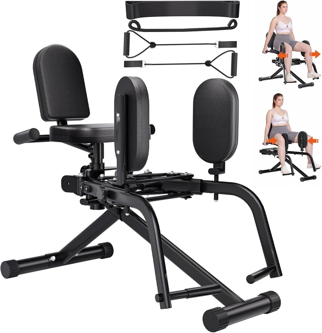 Vanmed Hip Adduction/ Abduction Machine for Home Gym, 8-Level Glute Machine & Thigh Workout Equipment, Max. Resistance 136 LBS