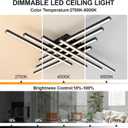 JAYMP 45.7" Modern Ceiling Light with Remote, Black Sputnik Ceiling Lamp, 128W Dimmable LED Lighting Fixture for Dining Room, Living Room, Kitchen Island, 8 Lights