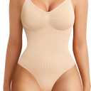 BRABIC Womens' Seamless Sleeveless V-Neck Bodysuit Shapewear Tummy Control (Medium/Large)