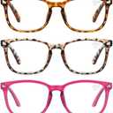 CCVOO 5 Pack Reading Glasses Blue Light Blocking with Case, Filter UV Ray/Glare Computer Readers Fashion Nerd Eyeglasses Women/Men (C2 with Case, 1.5 (C3 With Case)