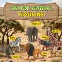 Zippytots 6PCS Safari Animal Figure Toys for Kids 3-5 Realistic Plastic Jungle Animal Figurines African Wildlife Learning Toys for Kids Boys Girls Toddlers