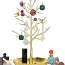 AUTODECO Retro Jewelry Tree Organizer for Necklaces and Earrings Ring Holder Display Jewelry Tower Great Tree for Women Gold