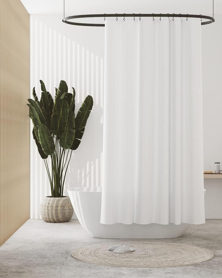 Zenna Home 5.5-Gauge Lightweight Recycled PEVA Shower Curtain Liner with Anti-Draft Clips, 70 x 72 inch, White 