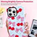 Case for iPhone 13 Pro Case,Cute Pink Ribbon Bow Cherry Pattern Phone Case with Shockproof Slim Soft TPU and Hard PC Protective Cover for Girls Women (Glossy)