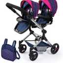 Bayer Twin Doll Pram Neo,Blue With Unicorn and Hearts,18 Inch