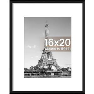 upsimples 16x20 Picture Frame Set of 5, Display Pictures 11x14 with Mat or 16 x 20 Without, Wall Gallery Poster Frames, Natural