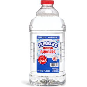 Little Kids Bubbles by Fubbles| Made in The USA |64oz Non Toxic Bubble Solution |Bubble Refill for Bubble Machines and Toys, Clear, 12381