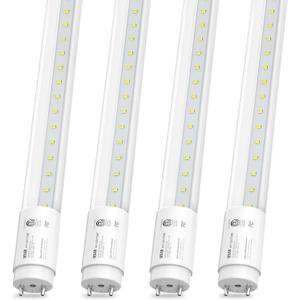 JESLED 4 Pack T8 LED Bulbs 4 Foot, 14W 2450LM 6000K Super Bright, Type A+B 4FT LED Bulbs, Fluorescent Tubes Replacement, Plug & Play or Ballast Bypass, Clear Cover