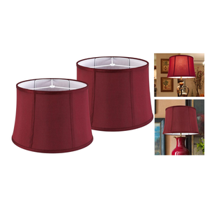 GOSO Burgundy Lamp Shades for Table Lamps and Floor Lamp,12x14x10 Inch Spider Lamp Shade for Bedroom Decoration Replacement Lampshade Red Vintage, Drum Faux Silk Handcrafted, Easy Assembly (Set of 2)
