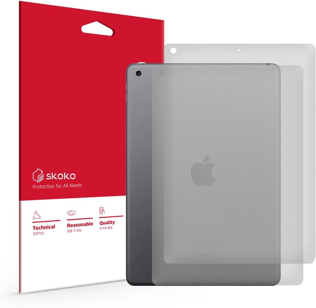 skoko 2pcs in 1 set iPad Back Matte Transparent Protector Film Body Skin Compatible with iPad 10.2 7/8/9 th generation, TPU, Ultra Thin compatible with Case Cover