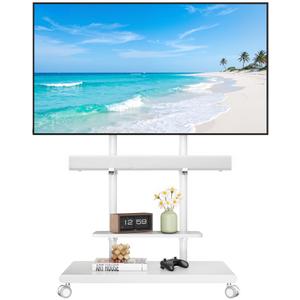 ECOTINY Rolling TV Stand with Soundbar Mount for 50-90inch TVs up to 154lbs