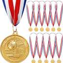 12 Pack Gold Award Medals 2inch Metal Sports Medals Team Participation for Adults Basketball Tournaments, Party Favors and Ceremonies