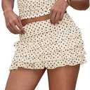 RoseSeek Women's Polka Dots Ruffle Tiered Layered Skirts Low Rise Ruched Y2K A Line Mini Skirt Apricot XX-Large