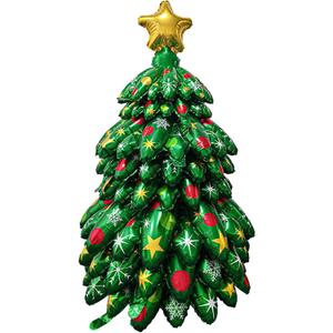 BELSITA Multistory Christmas Tree Balloons Christmas Party Decorations 50 Inch Large Christmas Tree Balloons Self-Standing Foil Balloons for Christmas Party Outdoor Indoor Decorations