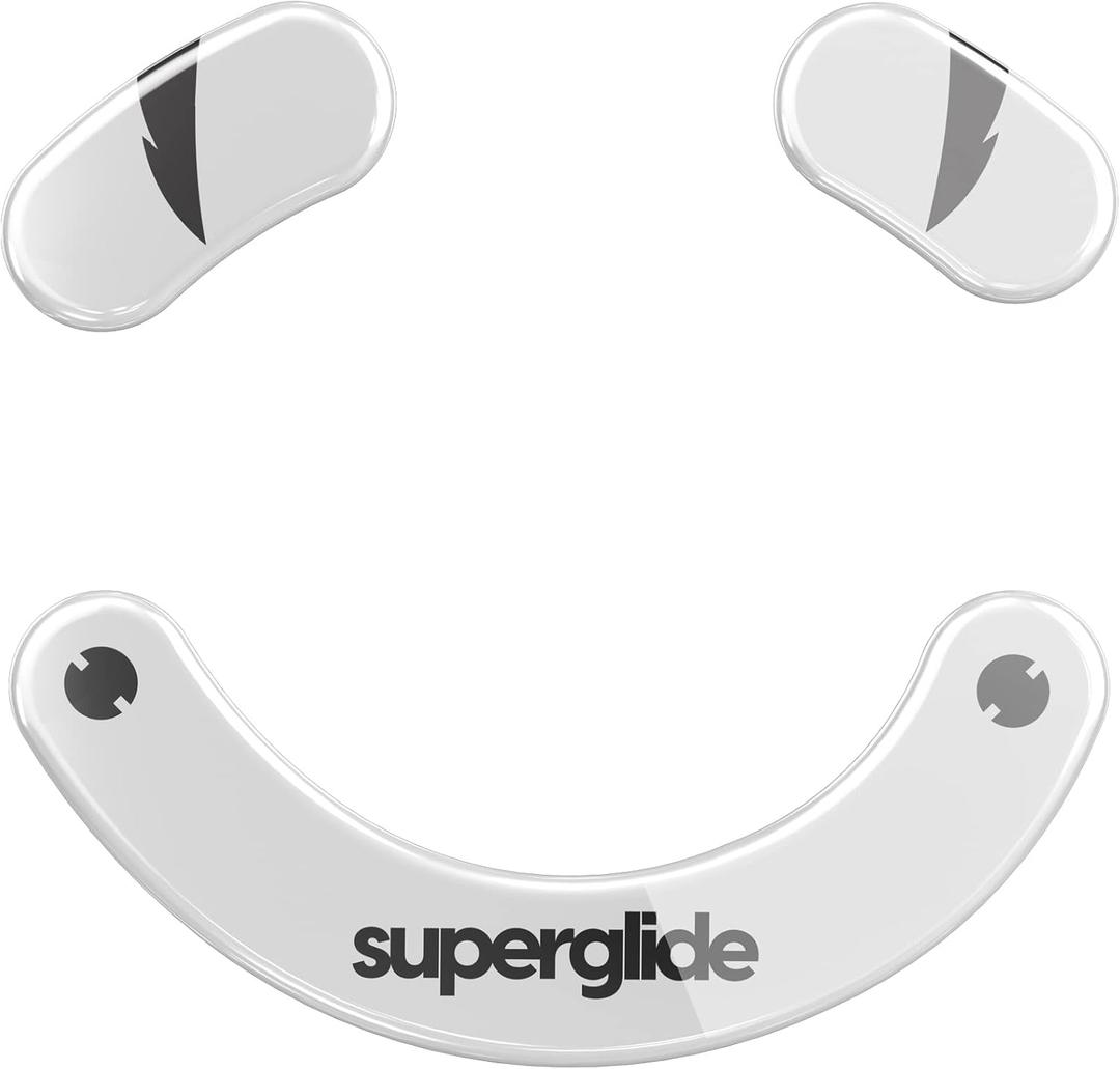 Superglide Glass Mouse Skates - Super Smooth Glide, Polished Round Edge, Super Fast Gaming Mouse Feet with Durable Sole for Razer Deathadder v3 Pro (Type-S, White)