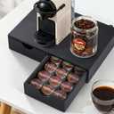 Wooden K Cup Organizer Coffee Pod Storage Box, Coffee Pod and Tea Bag Holder,Kcup Drawer Coffee Maker Stand,Home Kitchen Counter Holds Up to 30 Pods Capacity (2 Drawer) (Elegant Black)
