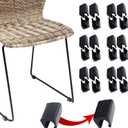 Rectangle U Shaped Chair Leg Tips Caps with Felt Pads, Furniture Feet Protector Slide Smoothly Glides No Scratches No Noise Protect Hardwood Floor, Fit 12mm(15/32inch) Diameter Tubular Leg (Black, Pack of 24)