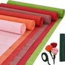 BEISHIDA 6 Rolls Crepe Paper Roll, 6 Red Series Crepe Paper Sheet for Flower Making, Flowers Kit with Tape and Wire for Wedding Birthday Holiday Party Decoration,DIY Craft(9.8in x 8ft/Roll)