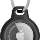 Belkin Apple AirTag Secure Holder with Key Ring - Durable, Scratch-Resistant Case with Open Face & Raised Edges - Protective AirTag Keychain Accessory for Keys, Pets, Luggage, & More - Black (Single)