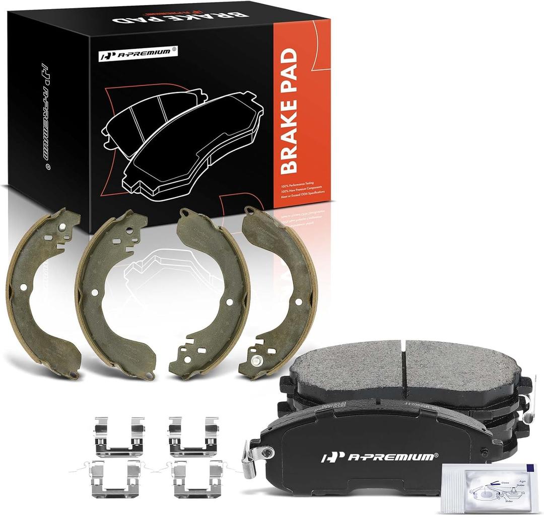 A-Premium Front and Rear Ceramic Disc Brake Pads Set Compatible with Select Nissan Models - Sentra 2007-2012, Versa 2007-2012, Cube 2009-2014, 8 Pcs