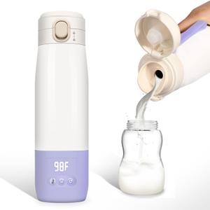 Portable Bottle Warmer for Travel, Bottle Warmer On The Go with Quick Heating, Preset Modes and Precise Temperature Control, Water & Milk Warmer with Long Battery Life, Purple