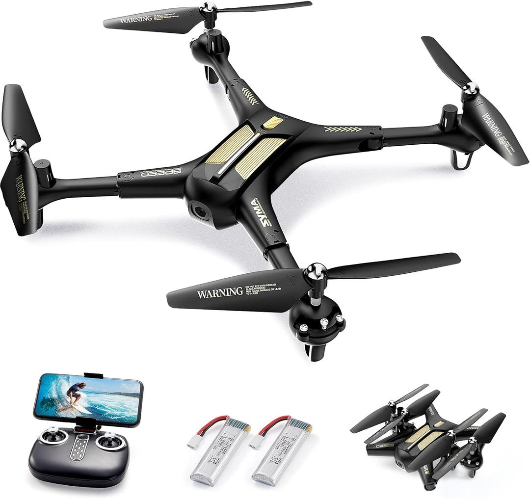 Drone with Camera, SYMA X600W Foldable 1080P FPV Camera Drones for Adults Kids Remote Control Quadcopter Gift Toys for Boys Girls with Altitude Hold, Headless Mode, One Key Start, 3D Flips 2 Batteries (Black)