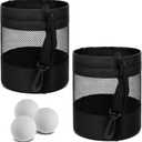 2 Pcs Golf Balls Storage Bag,Nylon Net Golf Ball Bag with Drawstring for Storing Golfs Balls Outdoor Carrying,Black