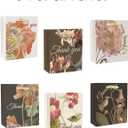 qiqee 6PCS Brown Tone Flowers Paper Gift Bags with Tissue Paper Handles Medium Size Bags18pcs Tissue Paper
