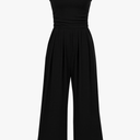 PRETTYGARDEN Womens Summer Jumpsuits Dressy Casual One Piece Outfits Sleeveless Mock Neck Wide Leg Pants Rompers with Pockets, Large