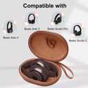 LTGEM Headphones Carrying Case Compatible with Beats Studio Pro, Solo 4, Studio 3, Solo 3, Solo 2 Over-Ear Headphones, Brown