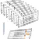 8 Pack Adjustable Drawer Dividers for Clothes,5" High Expandable From 13-21" Clear Drawer Organizers, PC Plastic Separators for Dresser/Bedroom/Bathroom/Kitchen/Office Storage