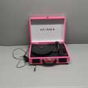 Victrola Journey Bluetooth Portable Suitcase Record Player  with Built-in Speakers, 3 Speed Vinyl Record Player, RCA Out, Headphone Jack, Pink