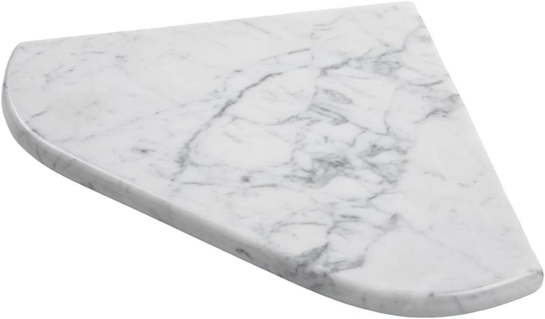 Carrara White Marble Corner Shelf, 100% Natural Marble, Polished, 8"x8"x3/4", Carrara White Marble Corner Shelf for Shower Enclosure Decor, 1 Sheet