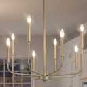 KSANA Modern Antique Gold Chandeliers for Dining Room, 8 Lights Lighting Fixture with Aged Gold Finish for Living Room, Bedroom, Foyer, Kitchen