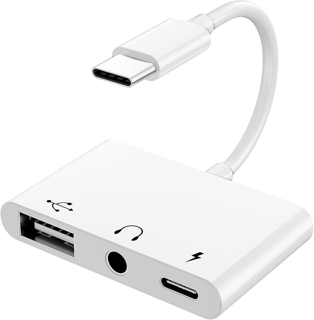 USB C to 3.5mm Jack Headphone Adapter with Charger Port,OTG Cable Adapter, Type C to Aux Audio Earphones Splitter for iPhone Samsung Galaxy S22 Ultra S21 S20 i-Pad Pro Air Pixel 4 Laptops