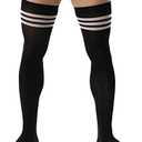 Tube Dress Socks Exotic Men Sports Business Striped Long Socks Mens Thigh High Stockings Black