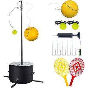 Tetherball Tennis&Tetherball Set,Heavy Duty Tetherball Equipment with Pole for Backyard,with 8.07 Feet Adjustable Height Pole,2 Tennis Balls,2 Rackets,1 Tetherball with Rope,Fun Family Lawn Game