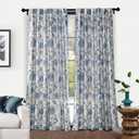 DriftAway Linen Floral Paisley Navy Blue Blackout Curtains for Living Room Bedroom 84 Inch Length 2 Panels Lined Back Tab Window Drapes Thermal Farmhouse Country Jacobean Curtains