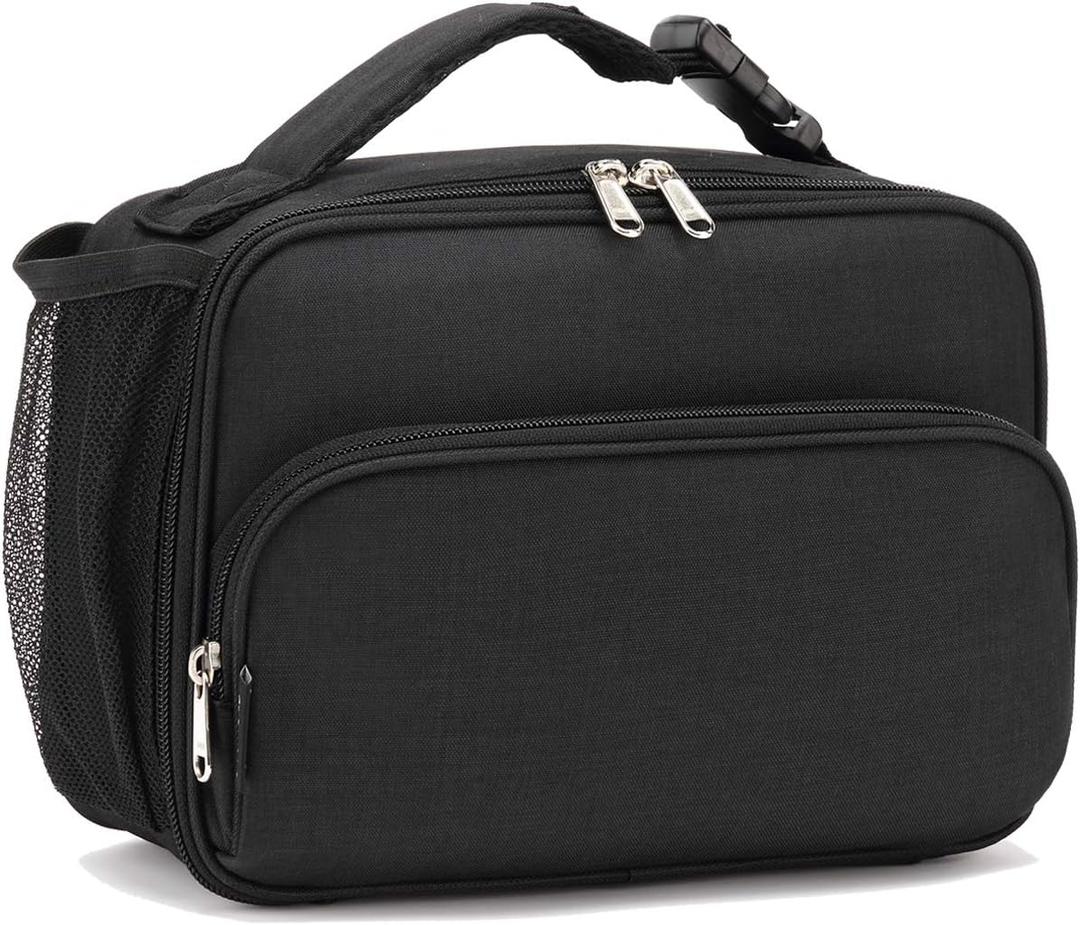 FlowFly Kids Lunch box Insulated Soft Bag Mini Cooler Back to School Thermal Meal Tote Kit for Girls, Boys,Black