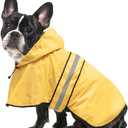 Reflective Dog Raincoat - Adjustable Waterproof Raincoat for Dogs, Lightweight Dog Hooded Slicker Rain Coat Poncho for Small to X- Large Dogs(Yellow, Medium)